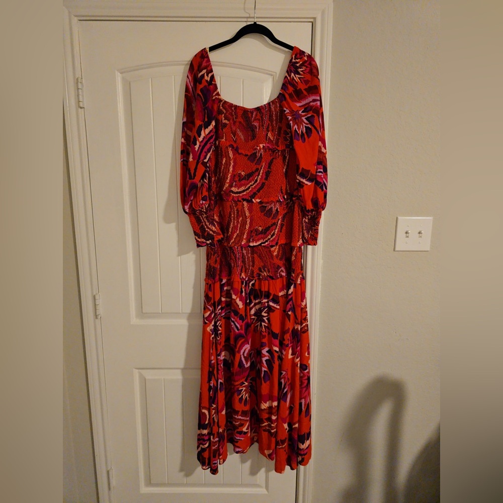 FARM Rio Chevron Forest Orange Maxi Dress size medium NWT